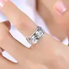 Anillo de plata de ley 999 para hombre moderno dominante plata pura abierto hip hop personalidad ancho pasta dedo pulgar dedo Sutra del Corazón