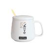 Canecas Personalizadas para Casal, Par de Xícaras de Cerâmica com Tampas e Colheres, Xícaras de Café, Copos de Água 520, Porcelana Branca para Presente