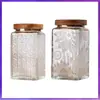 Wg6Q Hogar Grande Retro Flor Haitang Relieve Tarro de Dulces Tarro de Almacenamiento Almacenamiento de Té Granos Vidrio