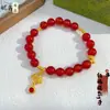 Nuevo Estilo Chino Tradicional Pulsera de Ábaco Nube Chapada en Oro Ágata Roja para Mujer, Tendencia Nacional Estilo DIY Pareja Regalo para Transmisión en Vivo