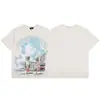 Comércio Exterior Transfronteiriço Atacado Nova Marca Tendência Estilo Americano Camiseta 280g de Manga Curta para Homens e Mulheres com Strass Estampado, Caimento Solto Manga Meia