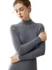 Suéter de punto fino de cachemira 100% para mujer, nuevo para otoño e invierno, de cuello semi-alto, color liso base, top para ir al trabajo