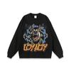 Camiseta de Manga Corta Estilo Americano High Street Lavada Antigua Estampada Oversize Resistente Moda Nacional Vintage Camiseta Base