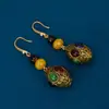 Pendientes Artísticos Retro Asimétricos de Corazón de Joyería Vintage de Segunda Mano Pendientes Trendy Coloridos de Perla de Vidrio Resistentes