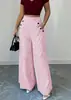 Pantalones de pierna ancha a rayas verticales de cintura alta para mujer, delgados, holgados, con caída, adelgazantes, casuales, de pierna recta, para verano 2026