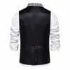Talla europea 2024 nuevo chaleco de hombre cruzado con cuello de solapa de pistola clásico a cuadros a juego de colores traje de hombre chaleco vintage
