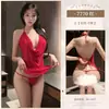 Lingerie sexy Feimu, camisola de renda puro desejo, uniforme sedutor com gola babada e decote halter 7770, tentação transparente