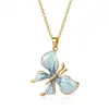 Suministro exclusivo transfronterizo de Amazon de collares con colgante de mariposa de acero inoxidable esmaltado, joyería colorida con goteo de aceite de la fábrica de origen