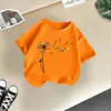 Camisetas de Manga Corta con Cuello Redondo para Niños y Niñas, Estilo Nuevo 2026 Transfronterizo, Tops de Algodón con Estampado de Dibujos Animados de Moda, Tendencia en Ropa Infantil de Media Manga