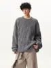 Suéter Redondo con Textura Retorcida para Hombre, Otoño e Invierno, Holgado, Casual, Estilo Perezoso, Ambiente de Pareja, Top de Punto