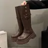 Super Venta de Botas Largas de Dos Vías Botas Merade Knight 2026 Nuevo Otoño Botas Arrugadas de Suela Gruesa Botas Altas