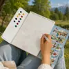 Livro de Colorir Aquarela YUELU Espiralado 20 Folhas Desenhos a Lápis Cartões com Pigmentos de 12 Cores Conjunto Portátil de Livro de Colorir Aquarela