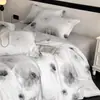 Juego de Ropa de Cama de Algodón 100% de Alta Gama Impreso Digitalmente de Cuatro Piezas con Funda de Edredón Individual de Algodón Puro para Dormitorio de Estudiante Juego de Tres Piezas