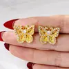 Nuevos Pendientes Dorados de Arena Estilo Chino Antiguo Pendientes Retro Calados de Filigrana Mariposa Pendientes Anchos para Mujer Tendencia Nacional Joyería Estilo Palacio Oro de Imitación