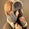 Gorra estilo Lei Feng para hombre y mujer, forrada de polar para invierno, engrosada, cálida, protectora de orejas para ciclismo, exterior a prueba de viento, esquí, gorra de aviador