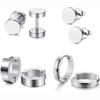 Brincos de aço inoxidável estilo coreano 4 pares / conjunto masculino preto orelha clipe titânio brincos de aço brincos simples atmosféricos femininos