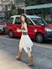 Saia Elegante com Renda Irregular para Mulheres, Super Fofa para Meninas Baixinhas, Saia Curta Elegante de Cintura Alta em Linha A para o Verão