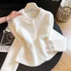 Nuevo estilo 2026, inspirado en Chanel, con cuentas, cárdigan corto de punto para mujer, prenda exterior de punto moderna y de corte holgado para otoño e invierno