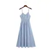 Vestido de alça listrado de comprimento médio para mulheres, estilo europeu e americano, coleção primavera 2021, novo, atacado 2558