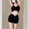 Diseño Primavera y Verano cintura alta elástico ajustado básico Mezclilla shorts mujer estilo chica hot ins elegante que cubre carne pantalones cortos calientes moda