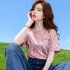 Camiseta de Manga Corta Holgada para Mujer 2026 Nueva Popular de Verano Cuello Redondo Top de Moda Versátil para Usar en Verano