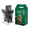 Vajilla transfronteriza nueva engrosada de acero inoxidable juego de 24 piezas chapado en oro 1010 cuchillo, tenedor y cuchara estante de almacenamiento juego de caja de regalo