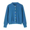 Ropa de Mujer Transfronteriza 2026 Moda Estilo Europeo y Americano Versátil Casual Simple de un Solo Botón Manga Larga Tejido de Punto Mujer C526992