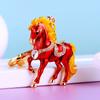Llavero de Pony Car del Zodiaco Incrustado de Diamantes Metal Colgante Lindo para Bolsos de Hombres y Mujeres Anillo Llavero Regalo Festivo