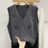 Colete de tricô estiloso com design de laço para mulheres, nova coleção outono/inverno 2026, casual, versátil e que rejuvenesce