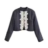 Atacado para comércio exterior 2026 estilo europeu e americano moda casual renda retalhos abotoada jaqueta de manga comprida para mulheres A712260