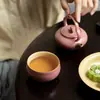 Taza de Té Zen Rosa de Cerámica Ru de las Dinastías Tang y Song, Taza Maestra de Cerámica para el Hogar, Juego de Té Kung Fu, Taza Individual con Esmalte Agrietado, Taza de Degustación, Taza