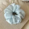 Scrunchie de Cor Sólida com Tela Grande Estilo Japonês, Elástico de Rabo de Cavalo Elegante e Moderno para Mulheres, Corda de Cabelo Retro Coreana Intestino de Porco