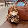 Saia com Suspensório Estampa de Leopardo Fofa Pingente Chaveiro Ursinho de Pelúcia Bolsa de Ombro Desenho Animado Criativo Pingente Decorativo para Bolsa de Boneca