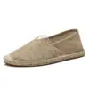 Zapatos de Lona de Verano de Gran Tamaño Slip-on Tejidos de Paja Zapatos Mackerel Zapatos de Tela Casuales Perezosos Color Sólido Zapatos Mackerel de Pescador