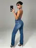 Jeans Rectos de Lavado Básico Elásticos para Mujer, Cubren las Caderas, Adelgazantes, Versátiles, Fábrica Fuente de Ropa para Mujer de Comercio Exterior