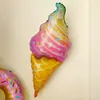 Balões Metalizados Fofos com Tema de Comida, Balões Metalizados de Rosquinha, Sorvete e Pipoca, Decoração de Fundo para Festa de Aniversário Infantil, Adereços para Cabine de Fotos para Festa com Tema Doce