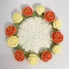 Posavasos de Bouquet de Rosas Hecho a Mano Terminado Ganchillo de Lana Lirio del Valle Girasol Regalo Creativo Posavasos de Flor Tejida