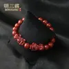 Pulsera de Arena de Cristal de Cinabrio Crudo Natural, Pulsera del Año de la Serpiente para Hombres y Mujeres, Joyería Mayorista Pixiu Doble Atractora de Riqueza