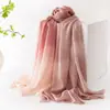 Bufanda de Lana 100% Color Gradiente Viento Suave 25 Estilo Nuevo Delgada Manta Chal para Aire Acondicionado para Mamá en Verano