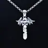 Colgante Espada de Diablo Retro Maligna de Plata de Ley S925 Estilo Dominante Calavera para Hombre Cruz Personalizada Joyería Guapa Japonesa y Coreana