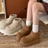 Botines de plataforma modernos para mujer, nueva colección de invierno 2026, punta redonda, cómodos, estilo retro, forrados de felpa para abrigar, botas Martin
