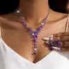 Brinco e colar com pingente de flor de zircônia em formato de gota d'água, conjunto de duas peças europeu e americano transfronteiriço, corrente de clavícula da moda para o dia a dia, acessório versátil