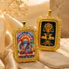 Colgante Thangka Pintado con Zaki Lamu y los Ocho Grandes Budas de la Riqueza, Deidades de la Riqueza Negras y Amarillas, Colgante Thangka Tibetano Estilo Chino