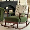 Mecedora Retro Francesa para Uso en Casa, Sillón Reclinable Perezoso de Perla para Ocio, Mecedora de Sofá Individual de Diseñador de Madera Maciza