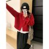 Jaqueta Suéter Kaning com Capuz e Zíper Duplo para Mulheres no Outono e Inverno Estilo Preguiçoso Design de Nicho Cardigan Curto de Tricô para Mulheres