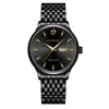 Reloj Personalizado para Hombre Resistente al Agua Doble Calendario Correa de Acero Esfera de Clavos Mecánico Automático Moda Genial Negro Reloj de Negocios
