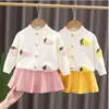 9 novos vestidos de tricô infantis, vestido floral artesanal com tema de frutas para meninas, conjunto de roupas moderno para bebês e crianças