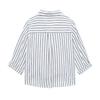 Estilo Europeo y Americano 2024 Primavera Nuevo Exportación Venta al por Mayor Lino Mezclado Rayas Diseño Camisa Puño Corto Top para Mujer