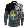 Otoño nueva camisa de manga larga estampada de calavera para hombre camisa de manga larga ajustada para hombre top de moda juvenil