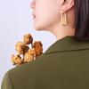 Marca europeia e americana moda exagerada brincos quadrados brincos brincos joias femininas titânio aço chapeado 18K brincos de ouro F546